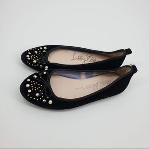 Libby Edelman Black Flats Pearls Cute Basic